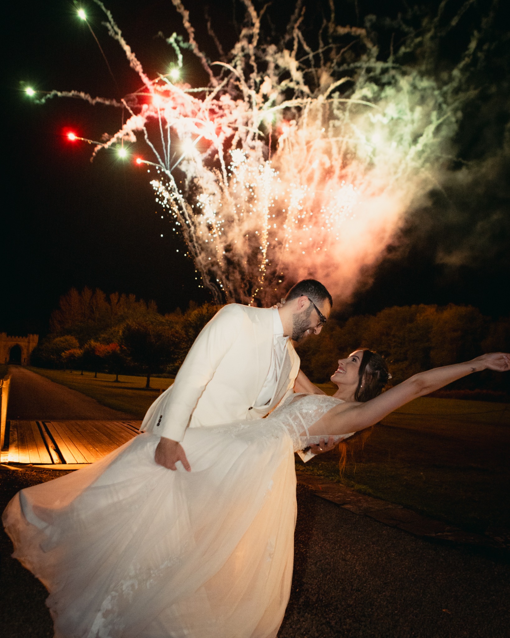 Fireworks closing an Azoos Events wedding celebration